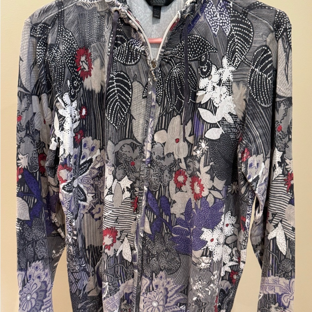 Floral Patterned Athletic Jacket